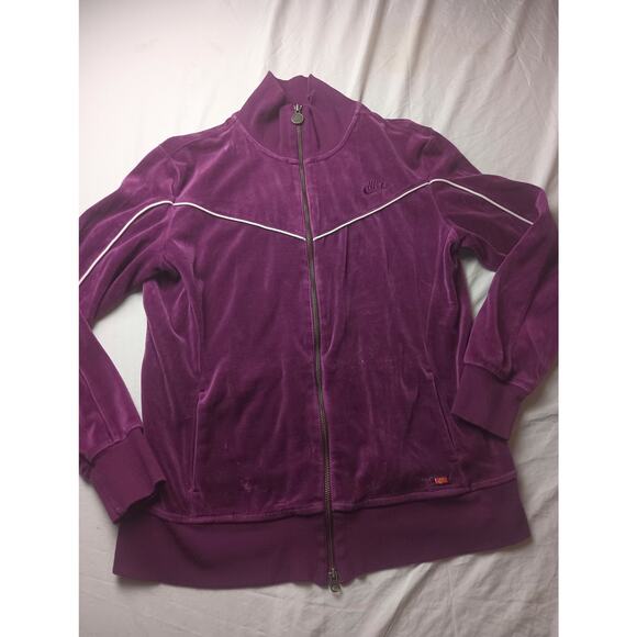Y2K Vintage Nike Velour Sportswear Purple Full Zip Jacket Track Women Size XL - Picture 1 of 8